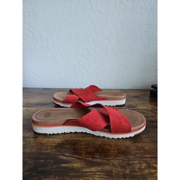 Womens UGG Kari slip on Sandles Slodes Sz 8 Orange Coral Color Comfort Barbie - Picture 4 of 9